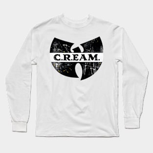 Disterssed Black white wutang colors Long Sleeve T-Shirt